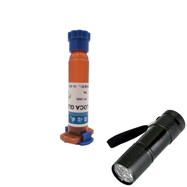 TP-2500 5ml Loca klej uv płyn optycznie przezroczysty klej szkło telefon uszczelniacz ekran narzędzie do naprawy naprawy z 9 led latarka uv