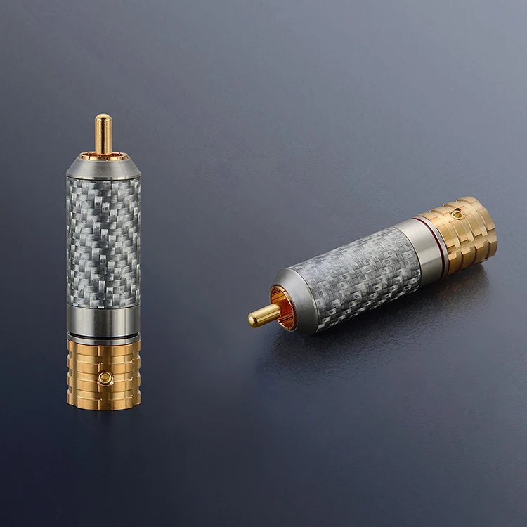 

4PCS Viborg VR108G Pure Copper Carbon Fiber RCA Unsolder version Pure Copper RCA screws locking 24K Gold plated RCA