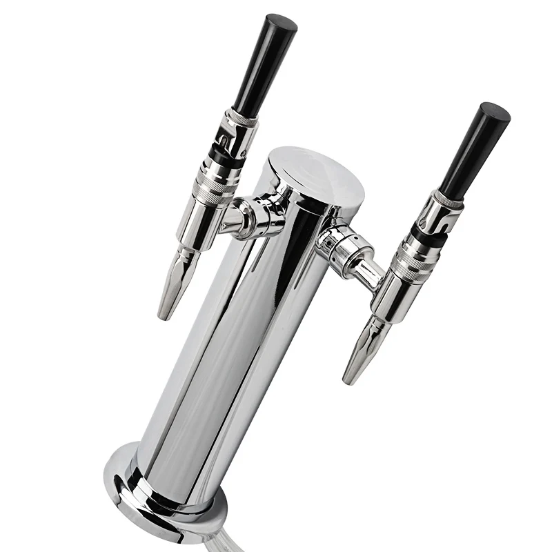 ELECQUEEN Top Quality Double Straight Faucet Beer Tower Stainless Steel Shiny Body Homebrew Draft Beer Towers Bar Accessories