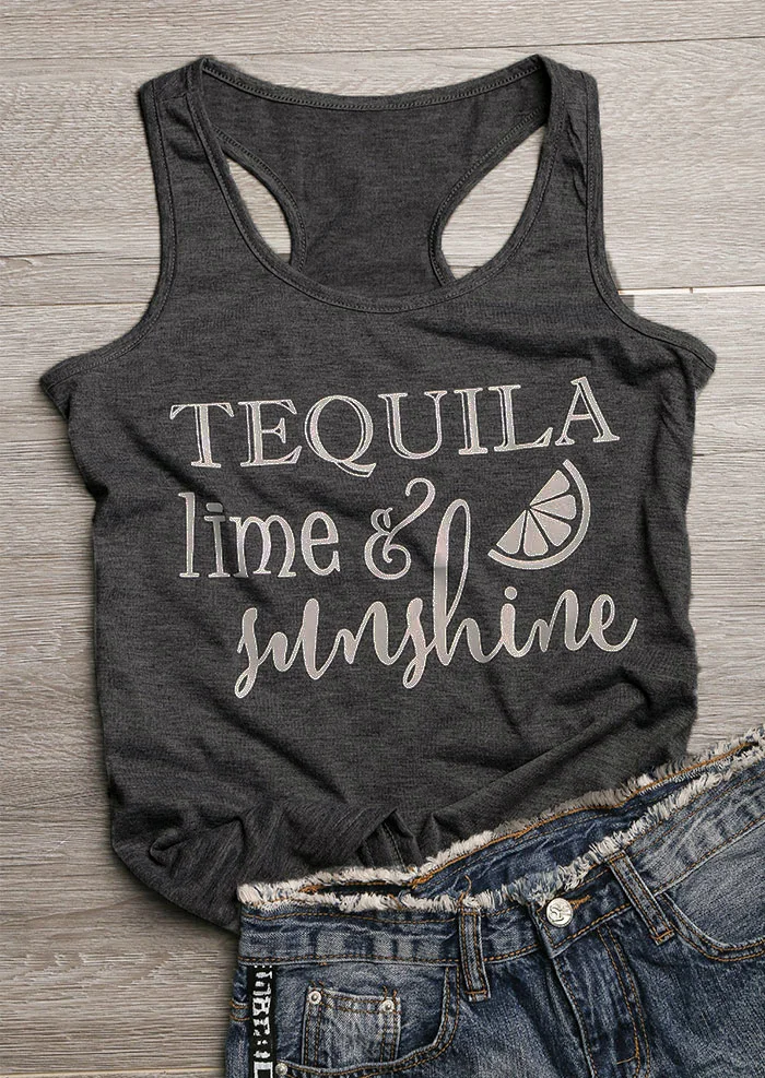 

Vest Tequila Lime & Sunshine Letter Print Tank Tops Female Sexy Summer Sleeveless Ladies Tops Casual Sunshine Camisetas Shirts