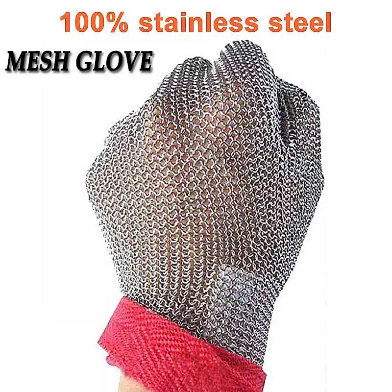 

NMSafety High Quality 100% Stainless Steel Ring 304 Cut Resistant Butcher Protective Mesh Meat Gloves