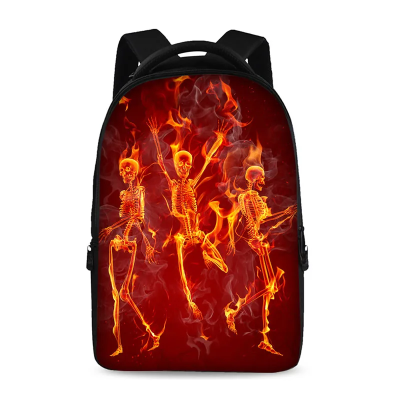 Computer backpack flame ghost series print backpack teenage girl big 17 inch children's laptop backpack Mochila