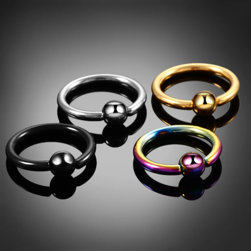 1PC G23 Titanium Nose Rings Ear Septum Helix BCR CBR Captive Bead Rings Piercings Labret Lip Eyebrow Earring Tragus Body Jewelry