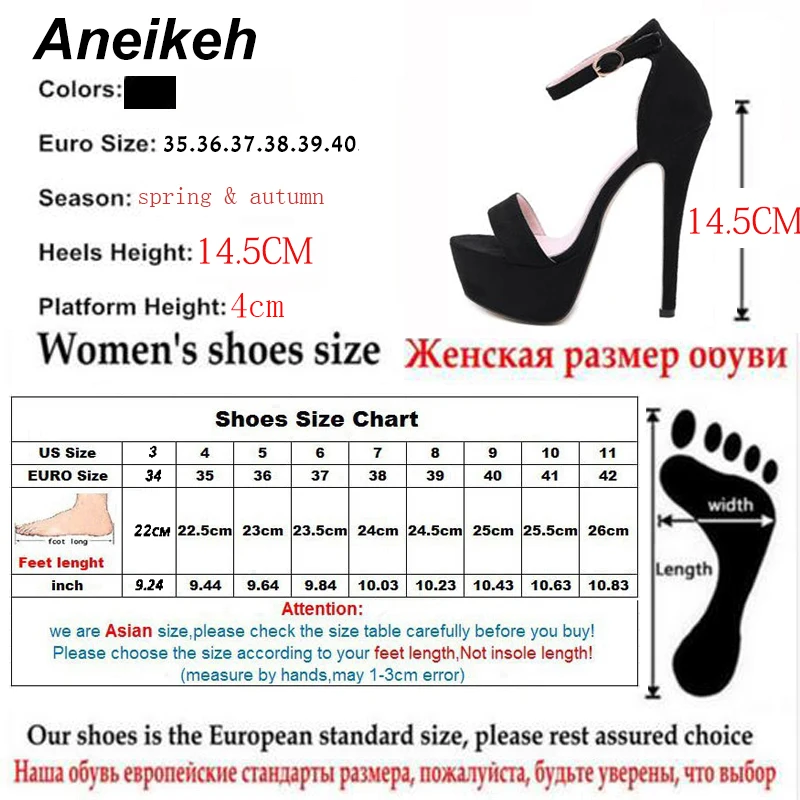 Aneikeh 2024 NEW High Heels Sandals Summer Sexy Ankle Strap Open Toe Party Dress 14CM Platform Gladiator Women Shoes Size 41 42