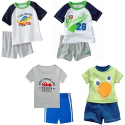 2021 Newest Baby Boy Clothes Suits 100% Cotton Children T-Shirts Shorts Pants 2 3 4 5 6 7 Years Sleeved Tee Shirts Panties 2pcs
