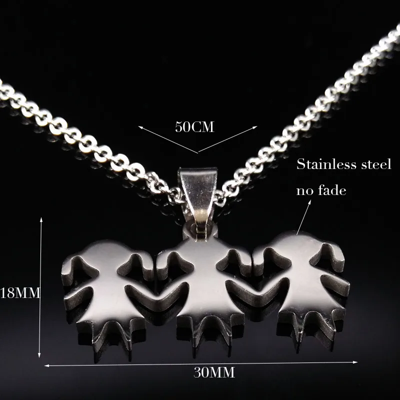 3 Girls Love Family Necklace Stainless Steel Parent Child Girl Pendant Necklaces Jewelry Women Accessories Gift NZZZ505S01