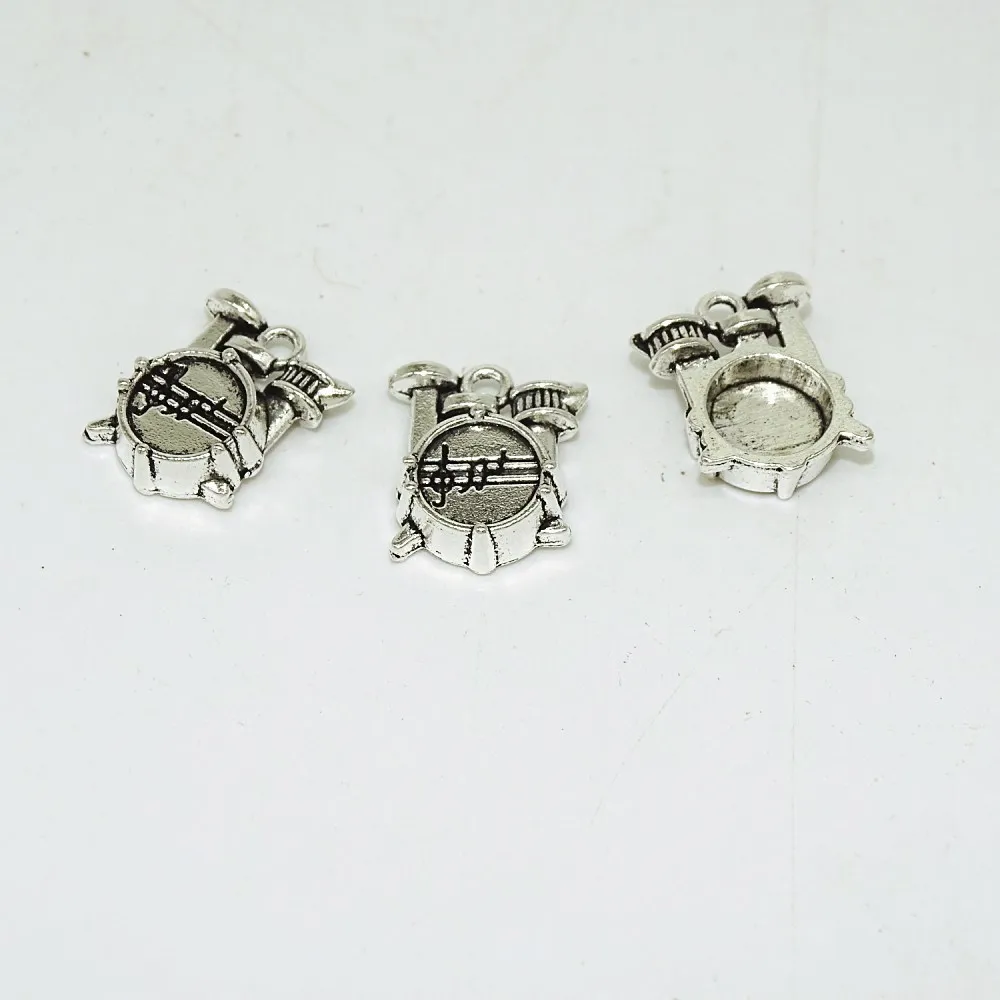 DIY Jewelry Findings Wholesales, New men Jewelry pendants Fashion Alloy Vintage Drum Charms Musical Instruments Charms 16x14mm