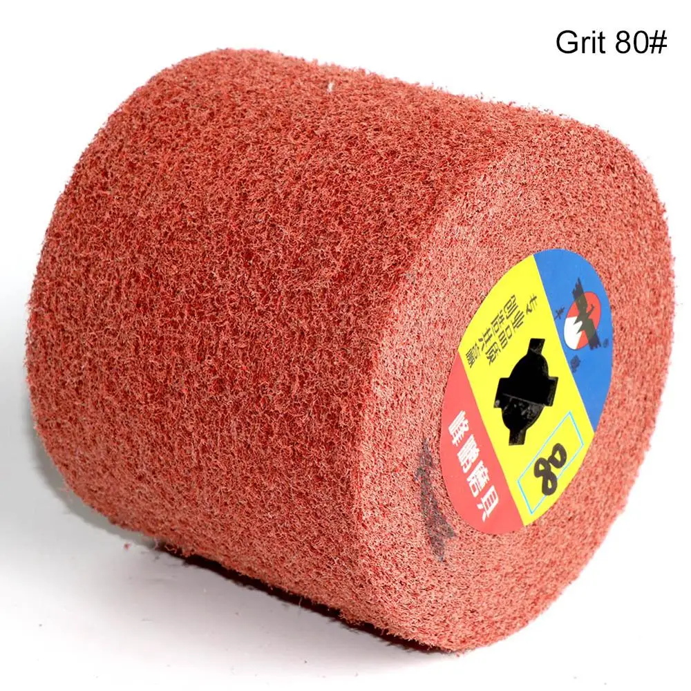 나일론 섬유 와이어 드로잉 연마 휠, 부직포 버니 싱 드럼 버핑 휠, 금속 디버링, derust 120x100mm 용, 1 개
