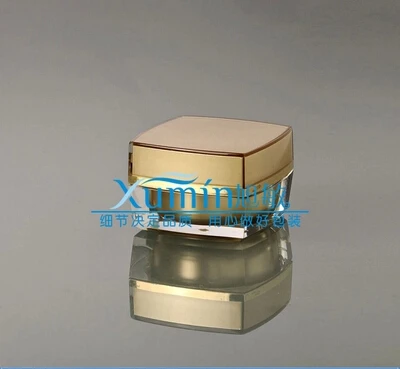 

factory wholesale FA Capacity 15g gold acrylic square shape cream jar,0.5 oz cream bottle,15g gold plastic square Cosmetic Jar