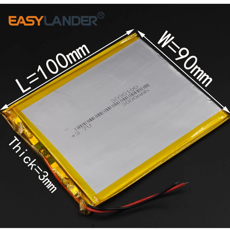 3.7V 3000mAh 3090100 Rechargeable Lithium Li-ion Li Polymer Battery For 7 inch 9 inch tablet PC Notebook