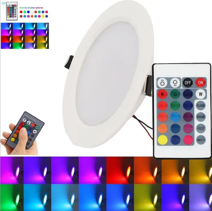 3W 5W 10W RGB LED Downlight AC85-265V Color Changing Recessed Panel Light Bulb Lamp With Remote Control for Hallway Wall Lights