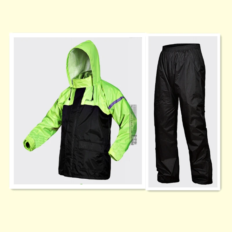 Fashion raincoat suit outdoor sports raincoat men motorcycle rainwear waterproof fission rain coat +rain pants 2 color