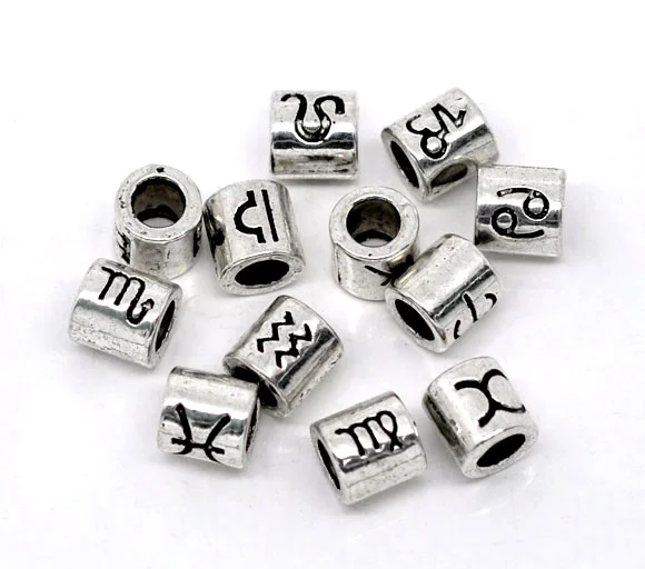 DoreenBeads 36Pcs Mixed Zodiac Spacer Beads Fit Charm Bracelet European beads Jewelry Constellation symbol DIY Beads 7.5x7.5mm