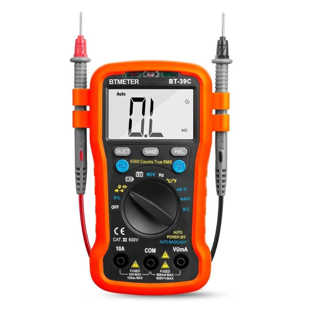 BTMETER BT-39C Digital Multimeter Handheld NCV,Auto Ranging Avometer Universal Meter 6000 Counts True RMS With Continuity Buzzer