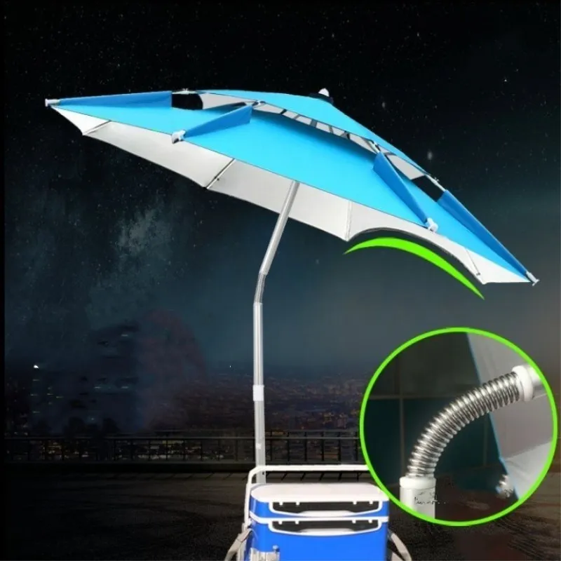 Hot Sale 1.8-2.2m Beach Fishing 12 Type Folding Umbrella Outdoor Universal Rain-proof Sunscreen Anti-UV Sunshade Camping Awning