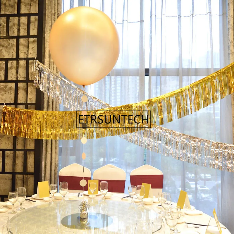 Gold Foil Fringe Curtain Tinsel String Shiny Shimmer Tassel Wedding Decoration Photo Booth Backdrop 35*120cm 50pcs