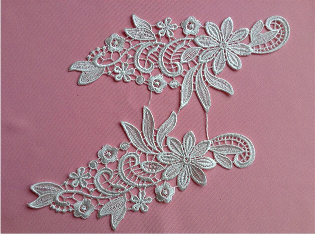 

22.5cm*11cm water soluble embroidery mirrored appliques,wedding dress applique accessories,XERY-GH0513G