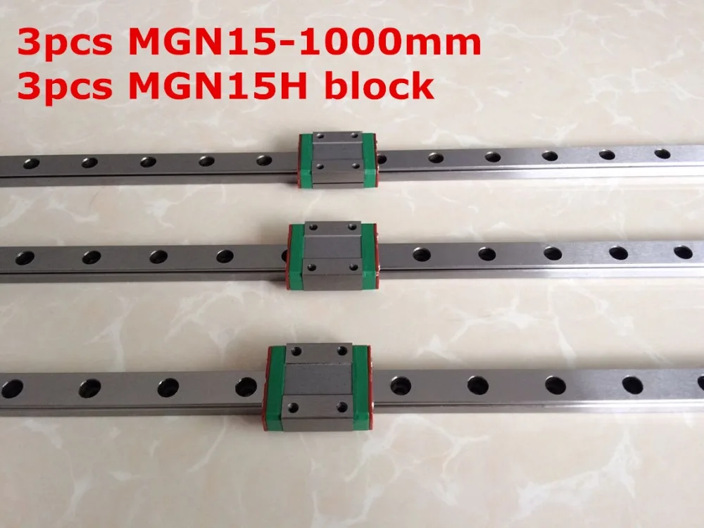 3pcs MGN15 - 1000mm linear rail + 3pcs MGN15H long type carriage