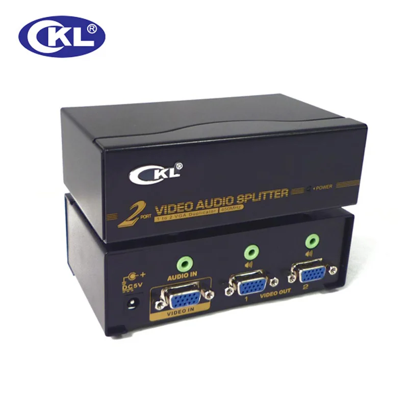 CKL-102S 2 ميناء VGA الفاصل مع الصوت المعادن حالة يدعم 450Mhz 2048*1536