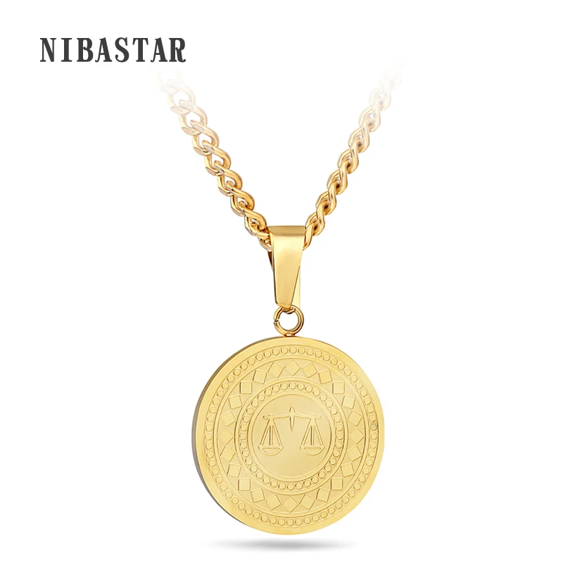 

HipHop Men Women Justice Balance Scales Necklaces Pendants Golden Chains Stainless steel Jewelry Gifts