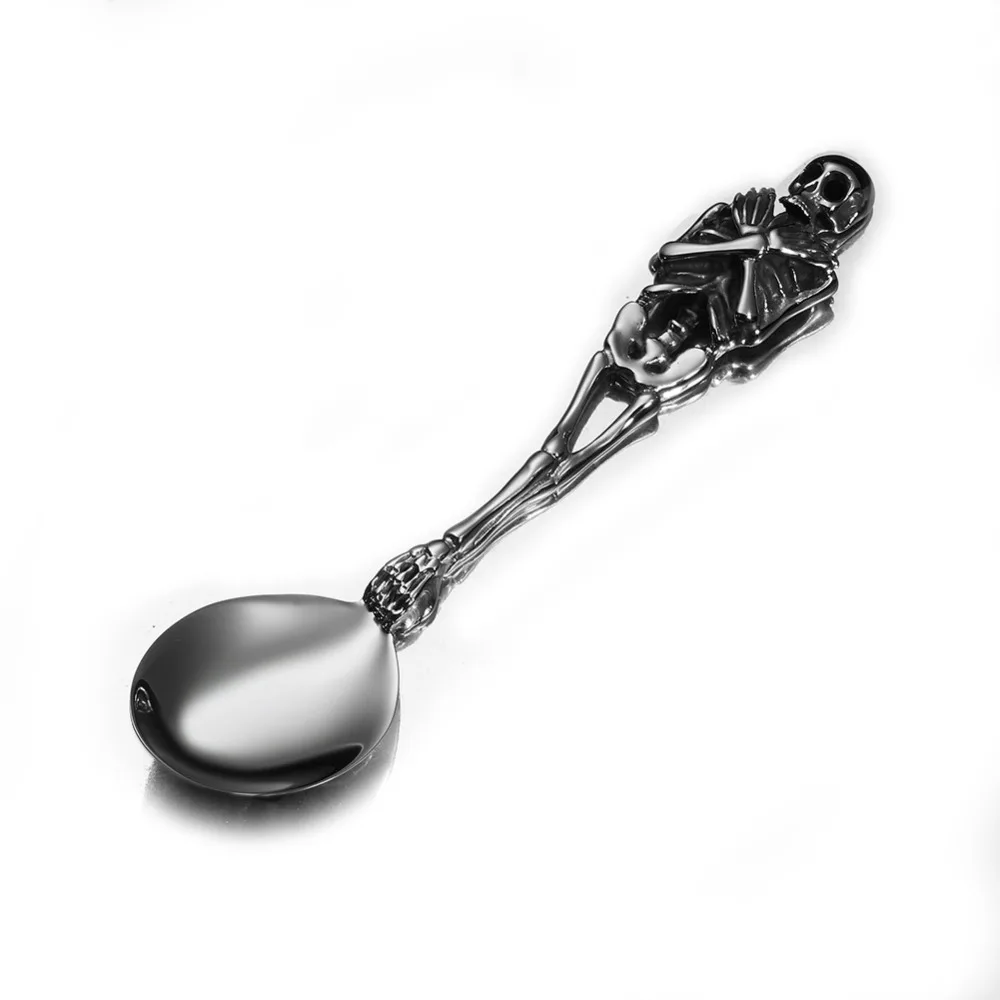 New Special 316L Stainless Steel Silver Color Tableware Cool Spoon Skull Silverware Cutlery Design Modern Look