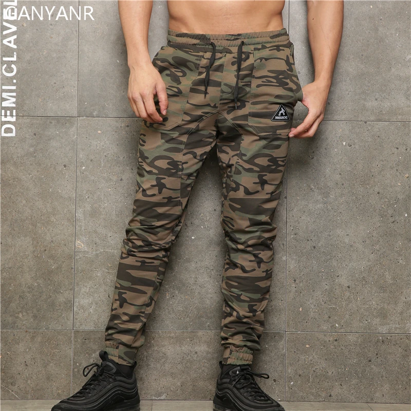 GANYANR-pantalones de correr para hombre, mallas elásticas para entrenamiento, gimnasio, trotar, deporte, Fitness, baloncesto, fútbol