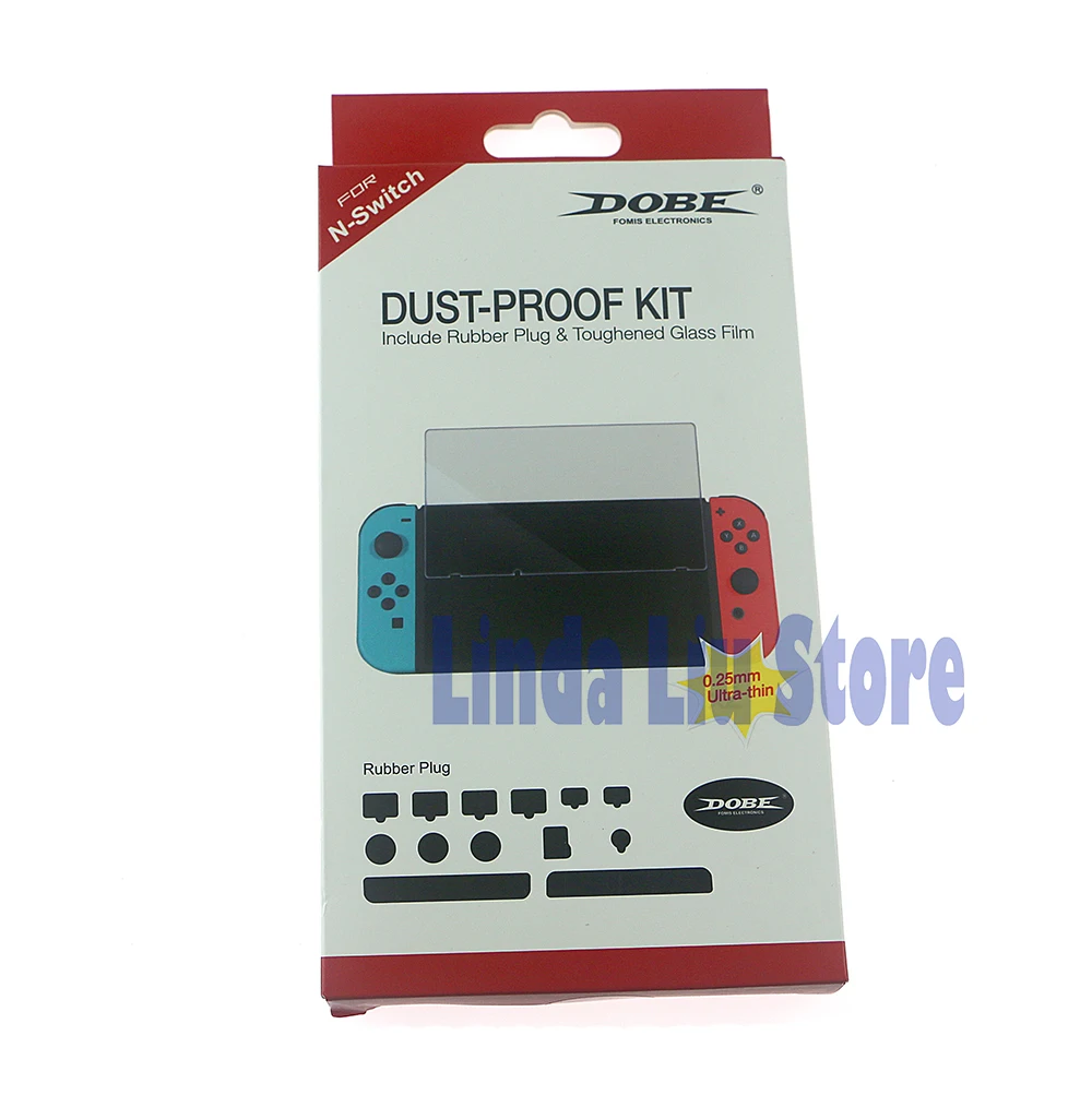 Set di tappi antipolvere in silicone e pellicola protettiva per protezione schermo in vetro temperato per console Switch NS 10 set