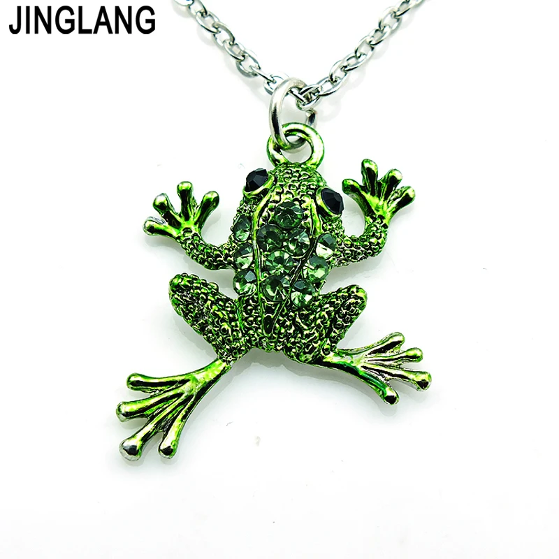 JINGLANG New Arrival High Quality Frog Shape Animal Charms Pendant Necklace Clavicle Chain Girl Party Jewelry Gift