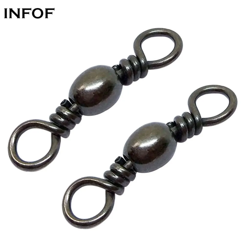 

INFOF 200pcs/lot Fishing Swivels Barrel Swivel Saltwater/Freshwater Terminal Tackle Stainless Steel Fishing Connector