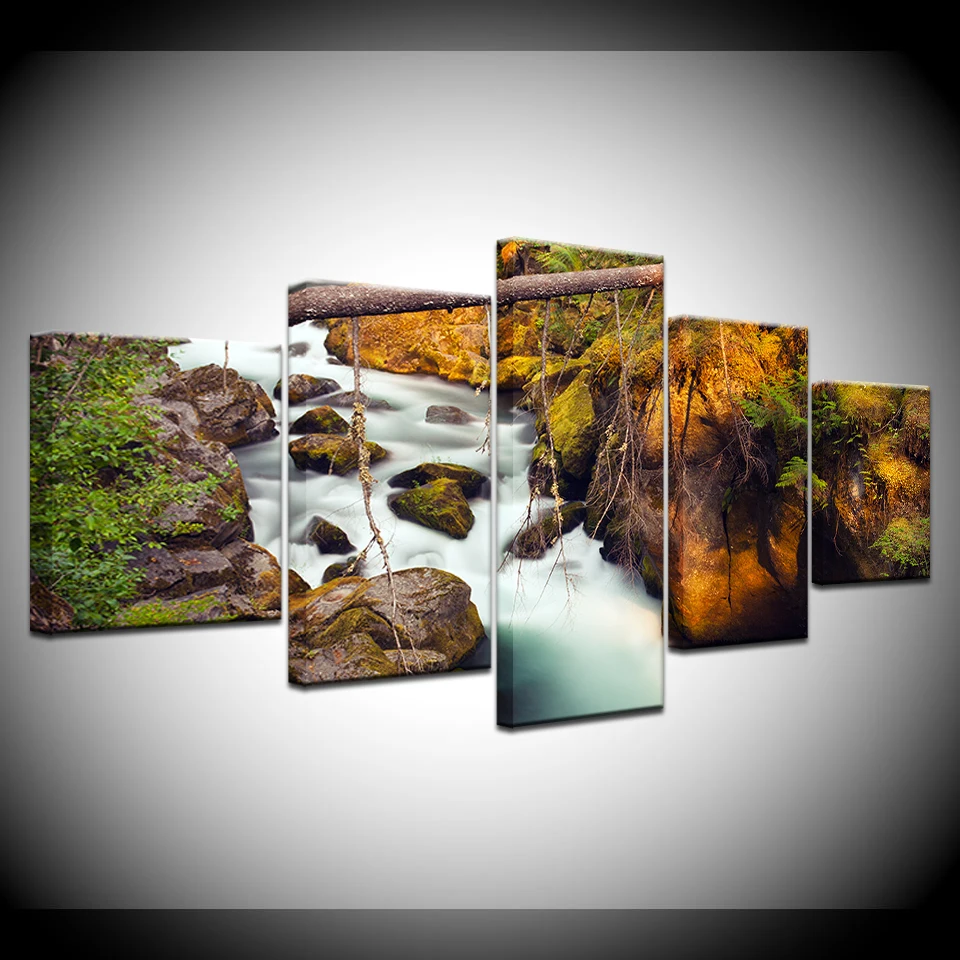 

Canvas Painting beautiful amazing waterfall in forest landscape Wall Art Painting Modular Wallpapers Poster Print Home Decor