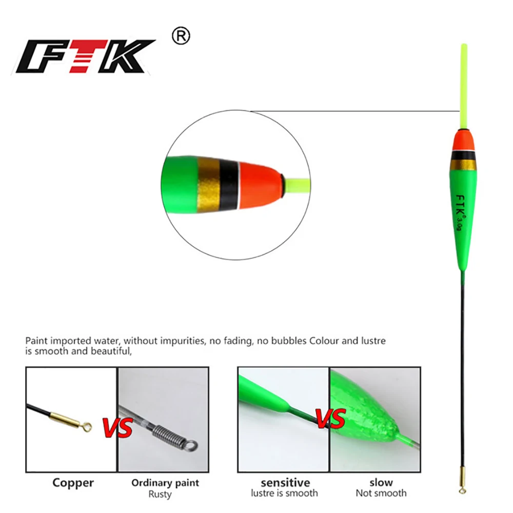 FTK 5pcs 2g 3g 4g Barguzinsky Fir Float Length 17.5cm-22.5cm Fishing Float Vertical Buoy Float Fishing Tackle For Carp Fishing