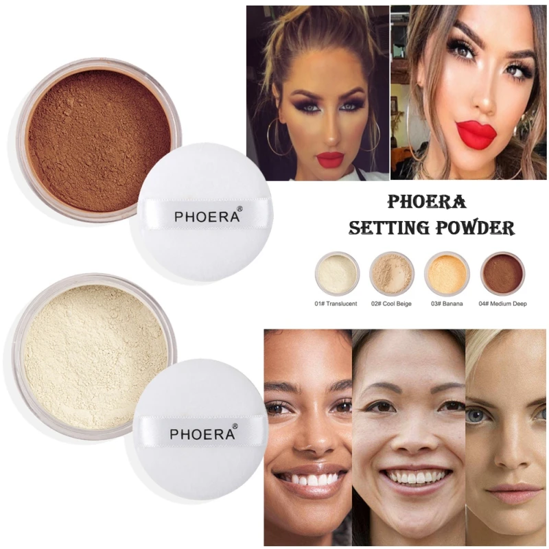 Loose Powder Smooth Setting Powder Oil control 4 Colors Face Skin Finish Powder Concealer Foundation Makeup Waterproof