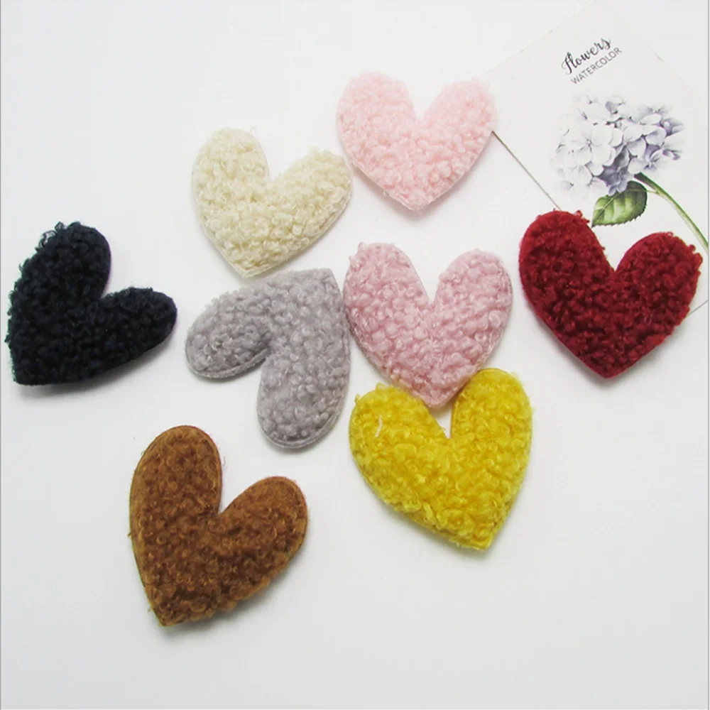 50pcs/lot Teddy velvet new love handmade padded applique Crafts for garment accessories and Girl Hair Jewelry Decoration