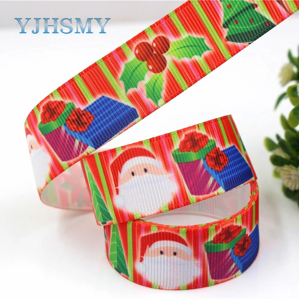 YJHSMY G-18529-309,22 mm 5 Yards Christmas Ribbons Thermal transfer Printed grosgrain Wedding Accessories DIY handmade material