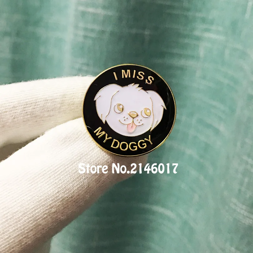 10pcs Wholesale Lovely Dog Pins and Brooch 1'' I MISS MY DOGGY Lapel Pin Cute Soft Enamel with Epoxy Metal Badge Craft Gift