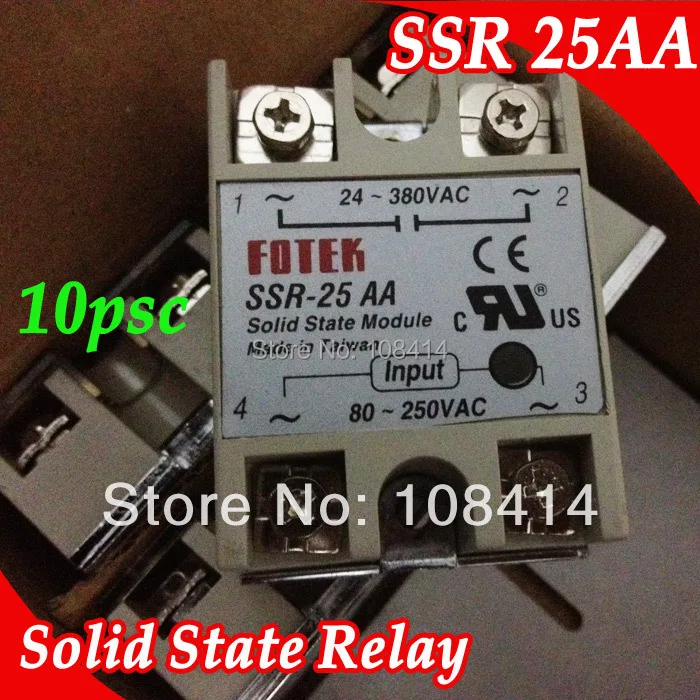 10PCS/Lot BIG PRICE for 25A SSR Solid State Relay AC-AC 80-250V AC TO 24-380V AC