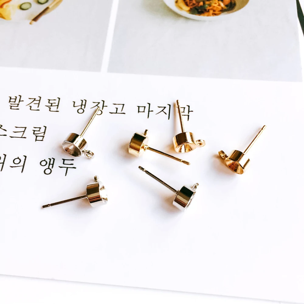 ZEROUP White K Gold Plated Stud Earrings Jewelry Component Accessories Diy Material Handmade 10pcs