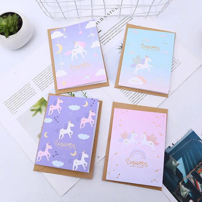 Cosmic Unicorn Vector Edition Universal Card Message Diy Birthday Christmas New Year'S Day Blessing Thank You Card With Envelope