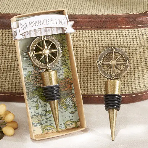 (20Pcs/lot) compass-themed Compass Bottle Stopper Wedding Gift for adventure and Unique Wedding favor and wedding giveaways