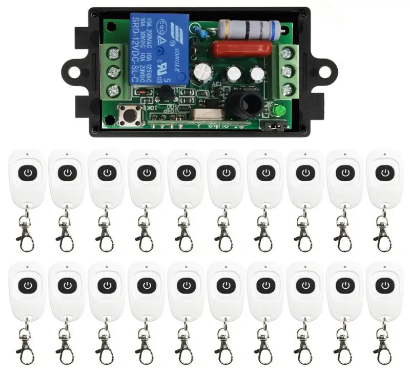 

Universal RF Wireless Remote Control light switch AC 220 V 10 A 1 channel 1 * Receiver +20* Transmitter Learning code