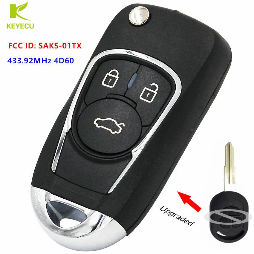 KEYECU Upgraded Flip Remote Key Fob 433.92MHz 4D60 for Chevrolet Optra Lacetti Daewoo Nubira for Holden/Ravon SAKS-01TX