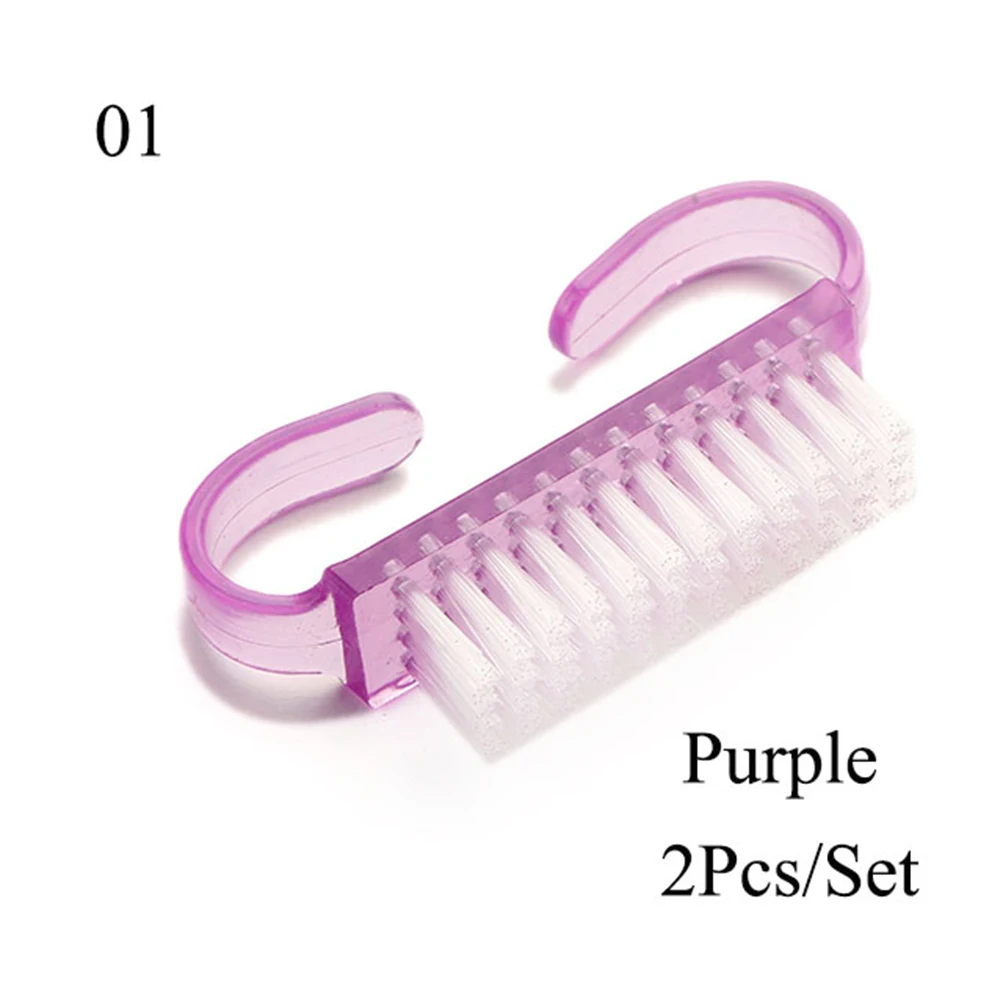 2Pcs Nail Cleaning Nail Brushes Plastic Pink Purple Clean Tools File Remove Dust Manicure Pedicure Brush