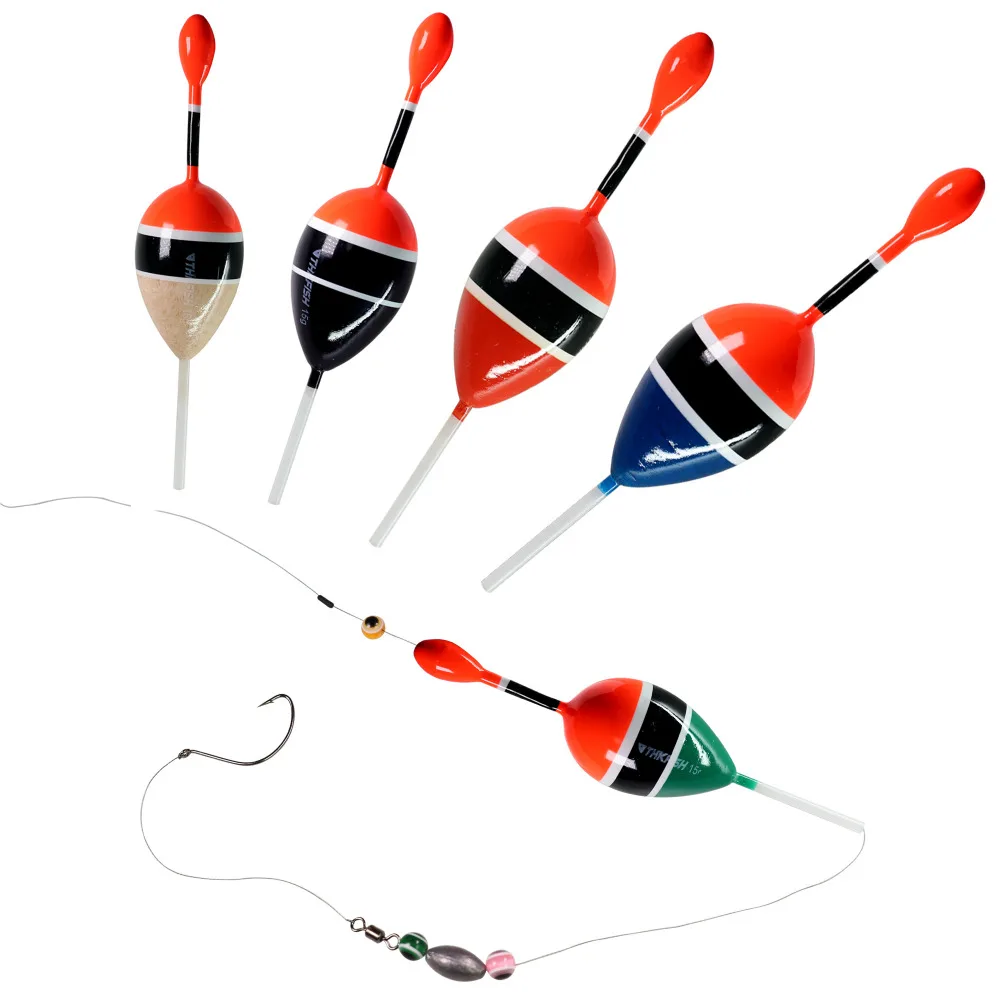 THKFISH 5 pz Galleggianti Da Pesca Slip Bobber Rigs Balsa Legno Mare Galleggiante Da Pesca 5g 15g Bue Da Pesca Galleggianti Per La Pesca Pesce Gatto