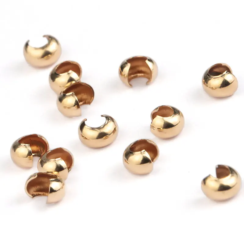NEW 14K Gold Filled Crimp Covers 14K Gold Filled Clasps Wrapped Cord Buckle Connectors Fit Bracelet Necklace for Jewelry Making - view 4