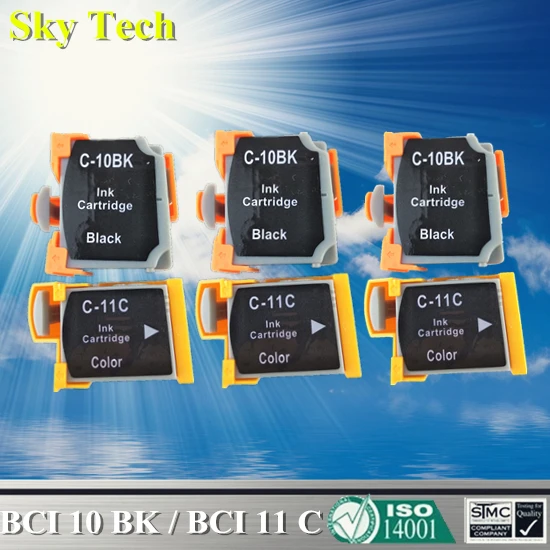 6X BCI10BK BCI11C  Compatible Ink Cartridges For BCI-10 BCI-11  For Canon BJ-30 BJC-50 BJC-55 BJC-70 BJC-80 BJC-85 BJC-85PW