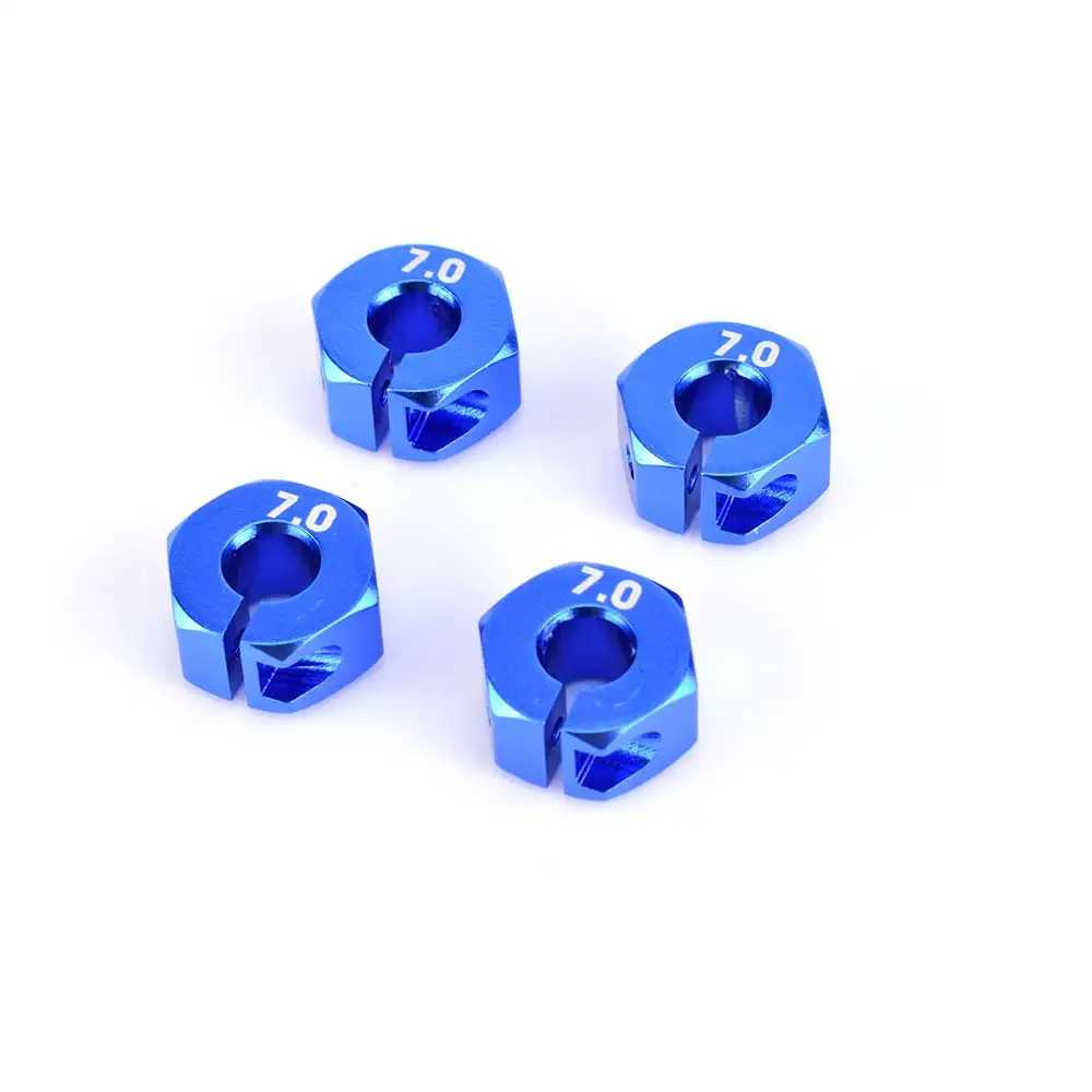 4PCS Aluminum 7mm Thickness Wheel Hex 12mm Drive Blue With Pins and amp for Screws HSP HPI Tamiya 1:10 RC Car Wheels Rim