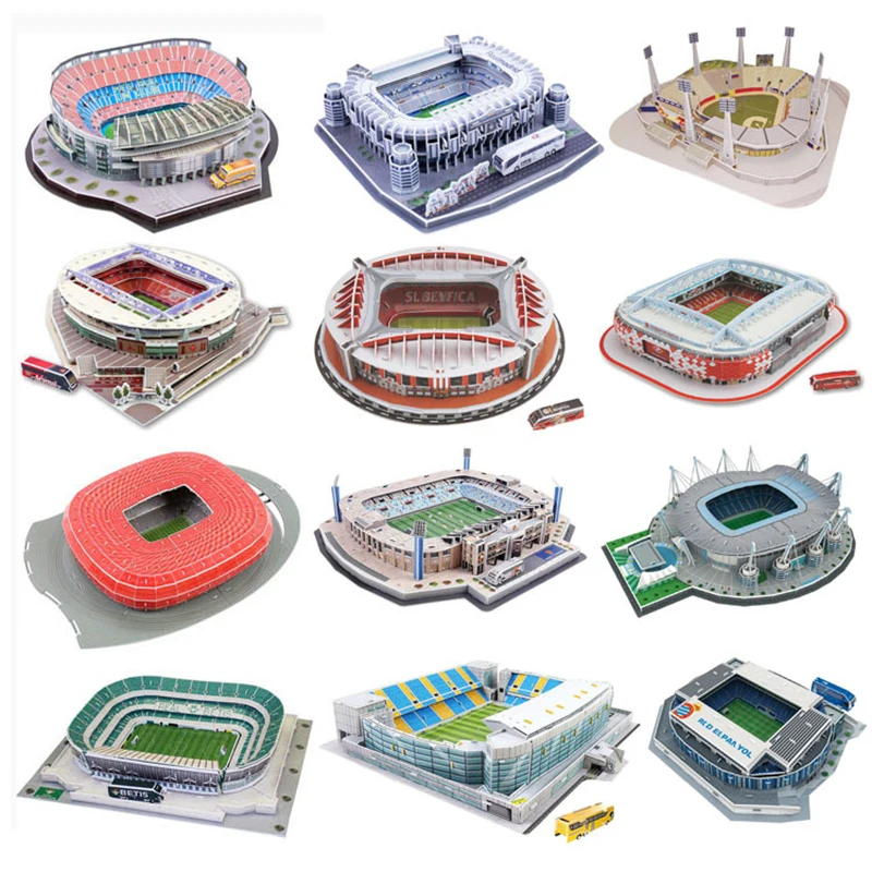 DIY Puzzles Children Toys 3D World Famous Building Football Stadium Stadium San Diego Bernabeu Building Puzzles Educational Toys