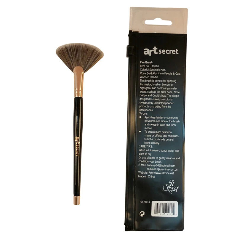 Artsecret 18013 Single Pro Fan Brush High Quality Synthetic Hair Rose Gold Ferrule Makeup Brush Cosmetic Tool