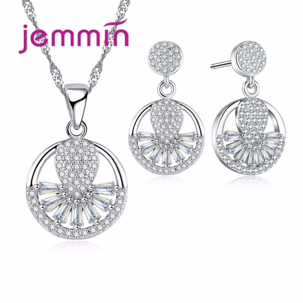 Classic Round Brand Jewelry Set Particular Design 925 Sterling Silver Jewelry Necklace Earrings Set Women Bijoux