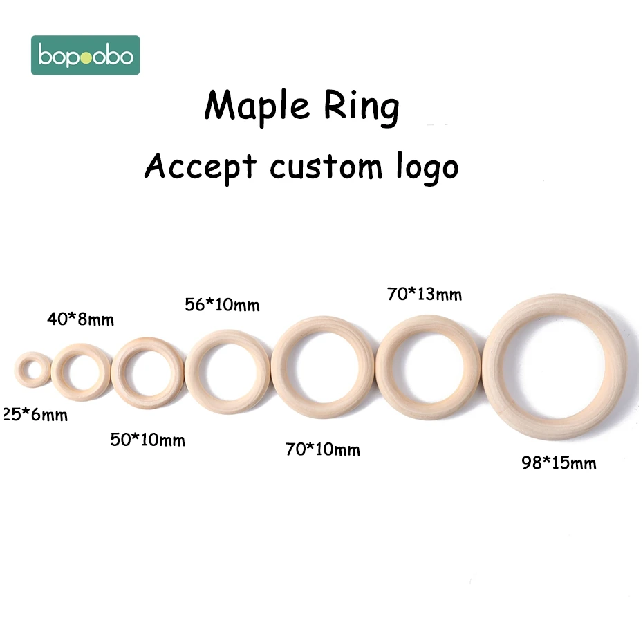 Bopoobo 1Pck Wooden Maple Ring Wooden Teething Ring Wooden Rattle Accessories Wooden Teether For New Born Sensory Teether